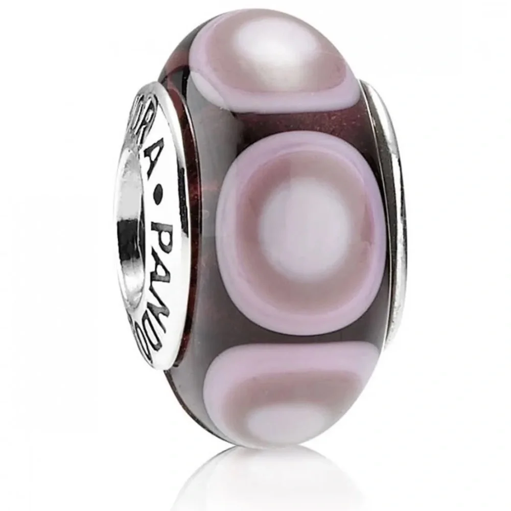 Pandora Sterling Plum Purple Murano Glass Stepping Stones Rare Bead Charm